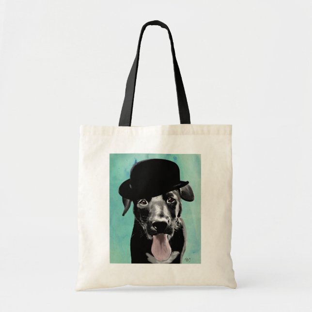 Black Labrador in Bowler Hat Tote Bag (Front)