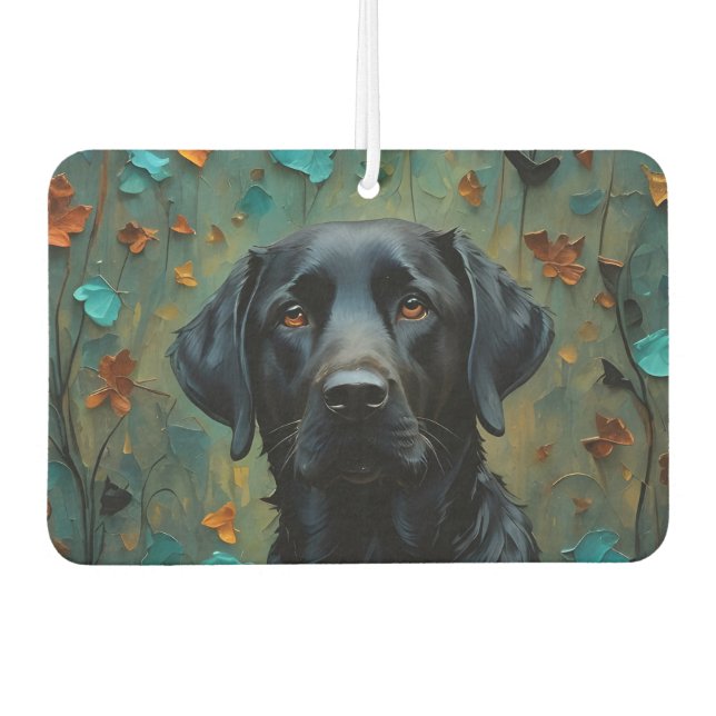 Black Labrador in Leaves Air Freshener (Front)