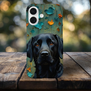 Black Labrador in Leaves iPhone 16 Case