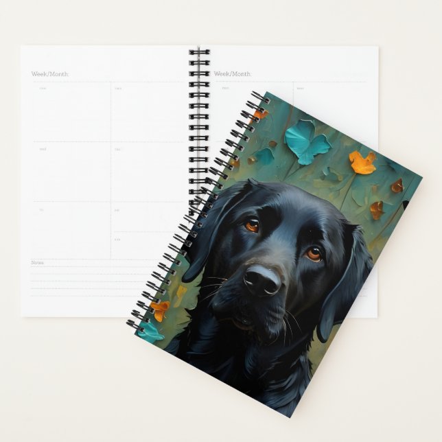 Black Labrador in Leaves Planner (Display)