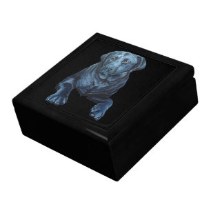 Black Labrador Jewelry Box Custom Blue Dog Art Box