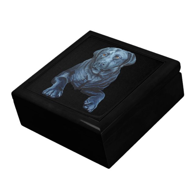 Black Labrador Jewelry Box Custom Blue Dog Art Box (Side)