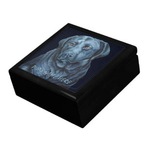 Black Labrador Jewelry Box Custom Blue Dog Art Box