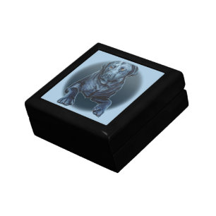 Black Labrador Jewelry Box Custom Blue Dog Art Box