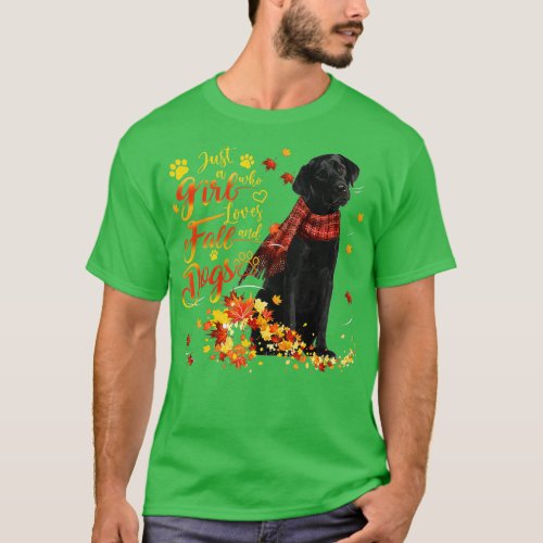 Black Labrador Just A Girl Who Loves Fall And Dogs T_Shirt
