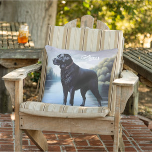 Black Labrador Lake Outdoor Pillow