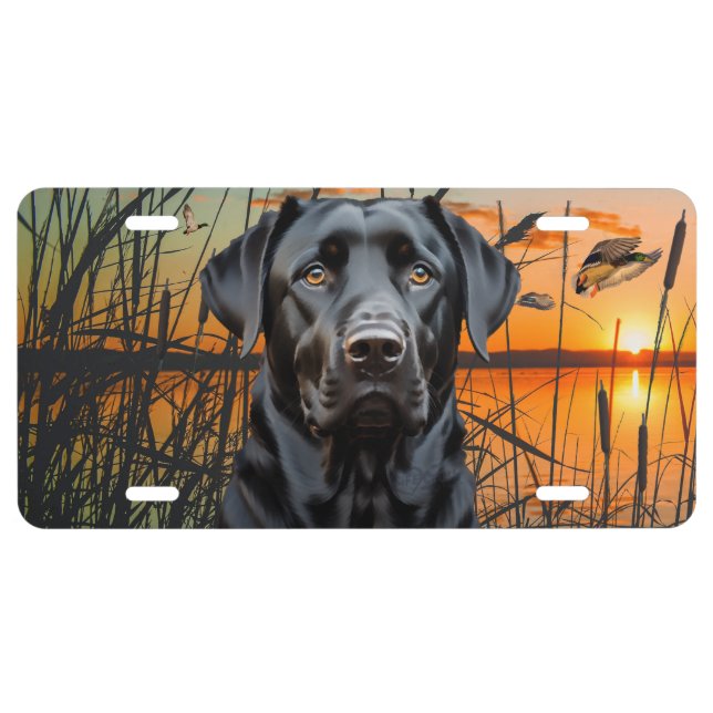 Black Labrador License Plate, Flying Mallard License Plate (Front)