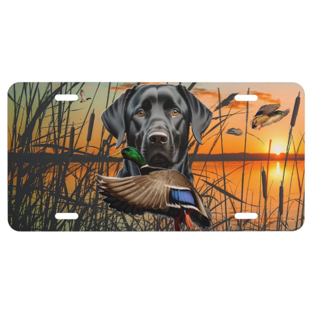 Black Labrador License Plate, Flying Mallard License Plate (Front)