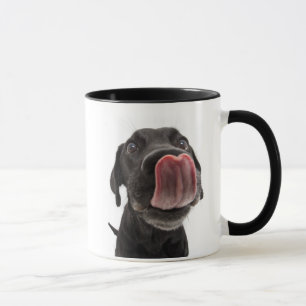 Black Labrador Licking Its Nose Mug