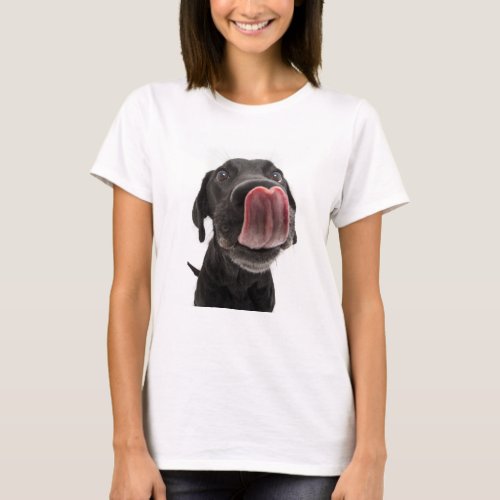 Black Labrador Licking Its Nose T_Shirt