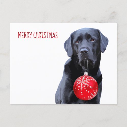 Black Labrador Merry Christmas Cute Puppy Dog Holiday Postcard