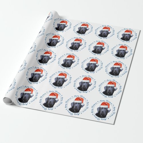 Black Labrador Merry Christmas Cute Santa Dog Wrapping Paper