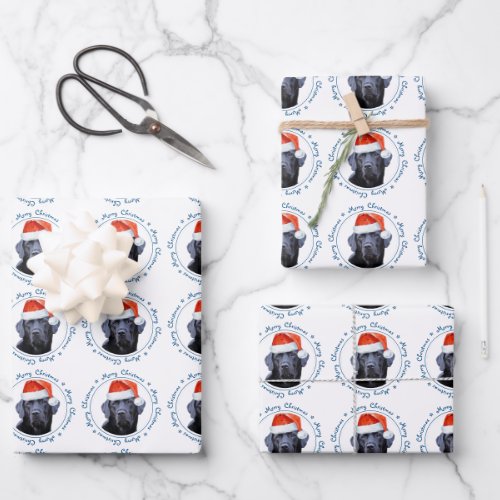 Black Labrador Merry Christmas Cute Santa Dog Wrapping Paper Sheets