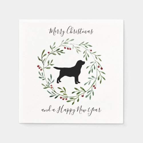 Black Labrador Merry Christmas_ Labrador Retriever Napkins