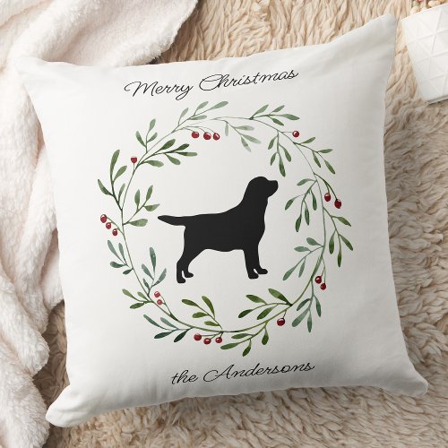 Black Labrador Merry Christmas_ Labrador Retriever Throw Pillow