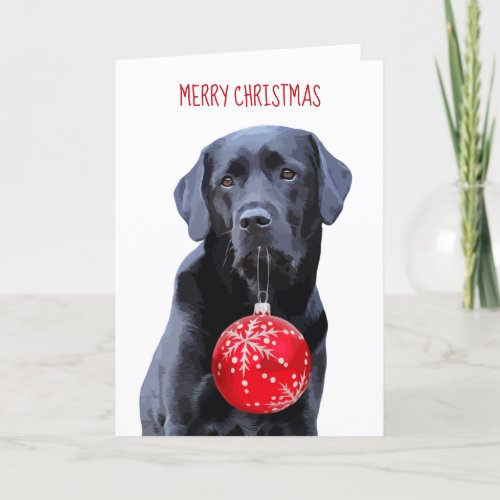 Black Labrador Merry Christmas Puppy Cute Dog Holiday Card