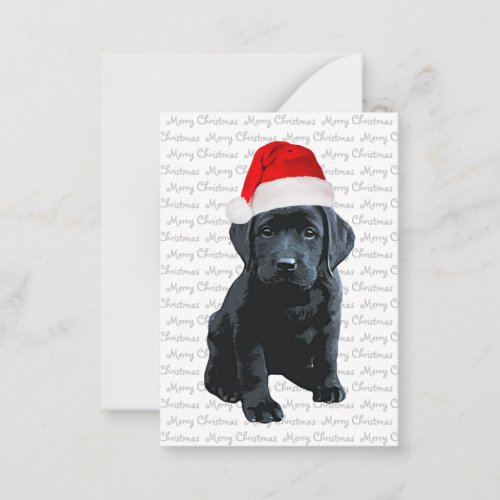 Black Labrador Merry Christmas Puppy Santa Dog Note Card