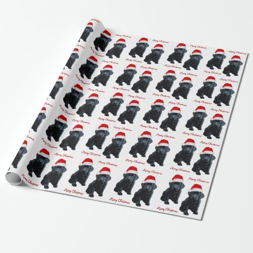 Black Labrador Merry Christmas Puppy Santa Dog Wrapping Paper