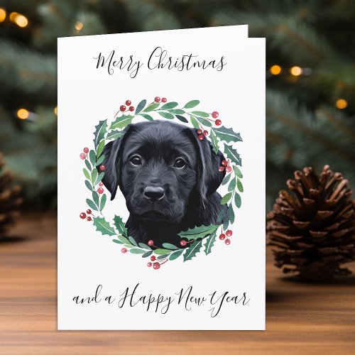 Black Labrador Merry Christmas Trendy Dog Holiday Card