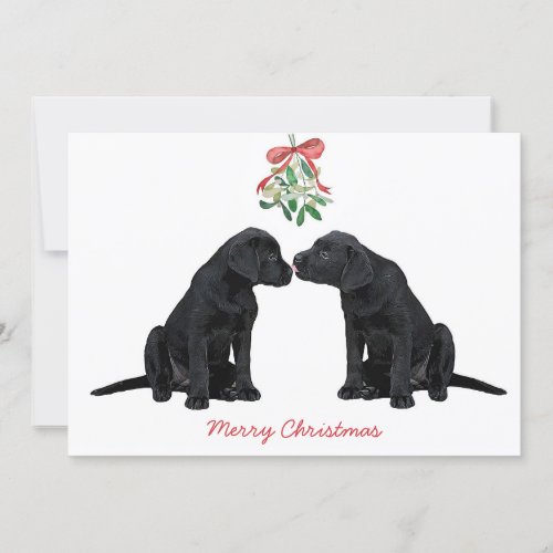 Black Labrador Mistletoe Cute Dog Puppy Holiday Card