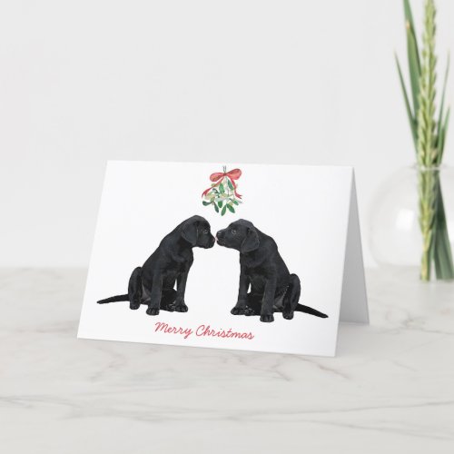 Black Labrador Mistletoe Cute Dog Puppy Holiday Card