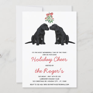 Black Labrador Mistletoe Cute Dog Puppy Invitation
