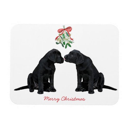 Black Labrador Mistletoe Cute Dog Puppy Magnet