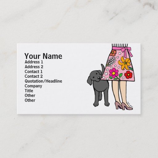 Customizable Black Labrador &amp; Mom's Skirt Cartoon Business Cards