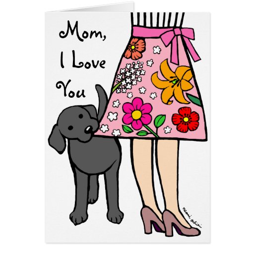 Black Labrador & Mom's Skirt Cartoon Card 