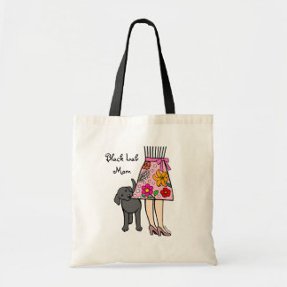 Black Labrador & Mom's Skirt Cartoon Tote Bag