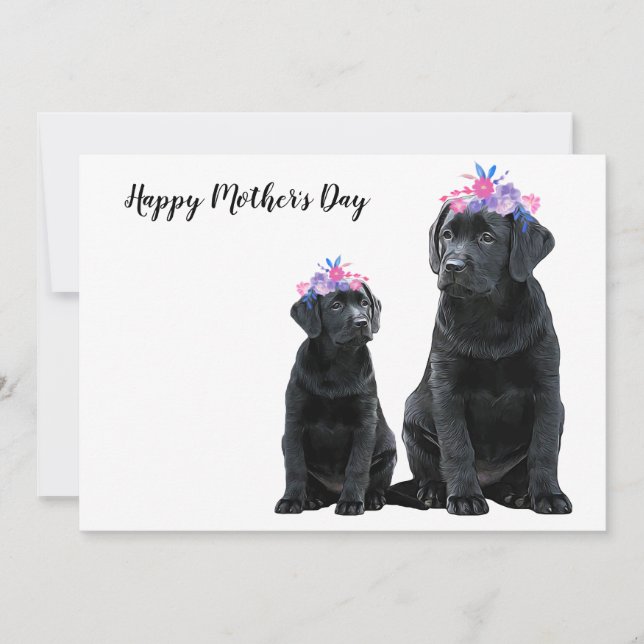 Black Labrador Mother's Day - Cute Dog Mom Puppy Holiday Card (Front)