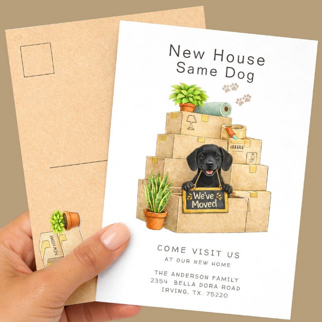 Black Labrador New House Moving Announcement Postcard (Creator Uploaded)