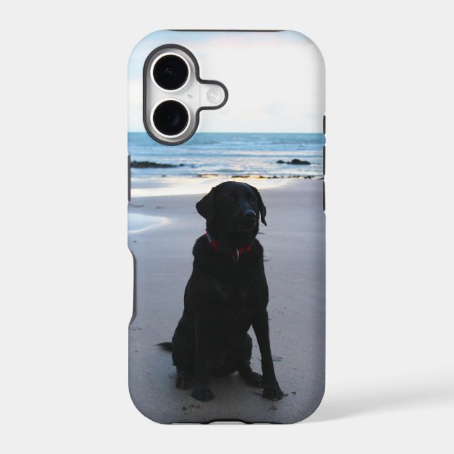 Black Labrador on a beach Iphone Case (Back)