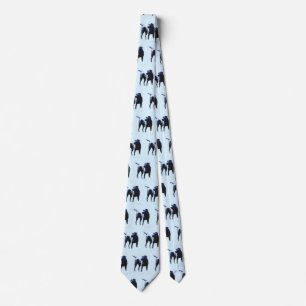 Black Labrador on blue BG Neck Tie