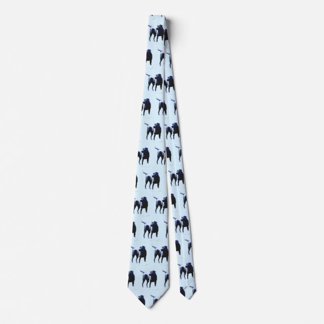 Black Labrador on blue BG Neck Tie (Front)