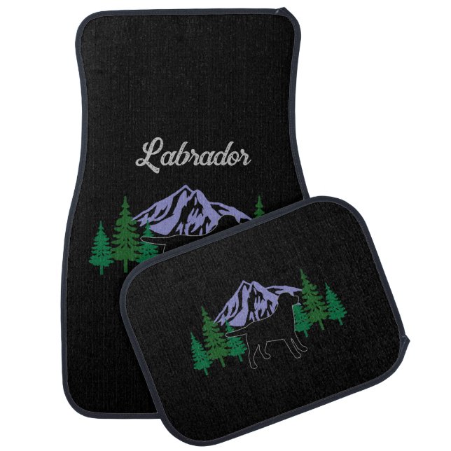 Black Labrador Outline Evergreen Car Floor Mat (Set)