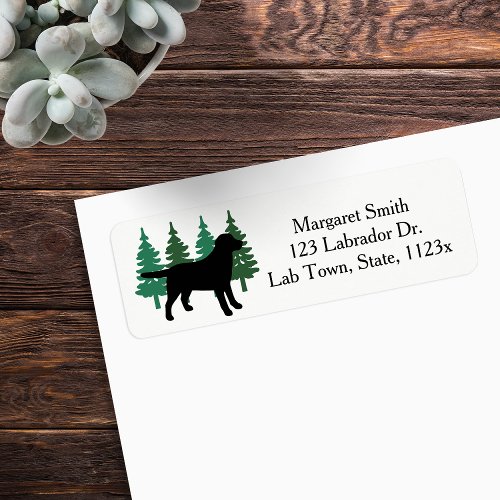 Black Labrador Outline Evergreen Return Address Label