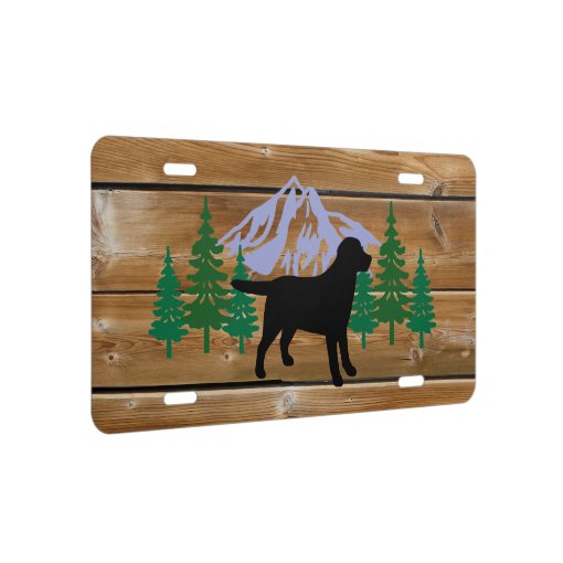 Black Labrador Outline Evergreen Trees License Plate Zazzle