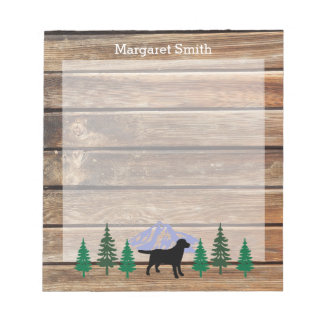 Black Labrador Outline Evergreen Trees Notepad