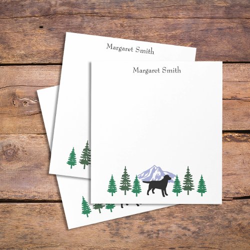 Black Labrador Outline Evergreen Trees Notepad