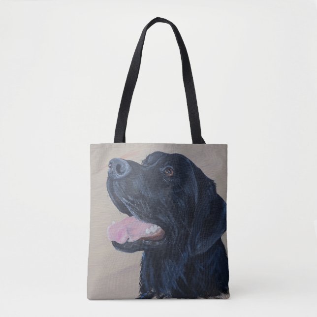 Black Labrador Painting Tote Bag (Front)