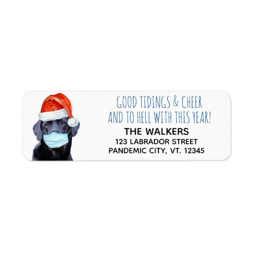 Black Labrador Pandemic Face Mask Cute Santa Dog Label