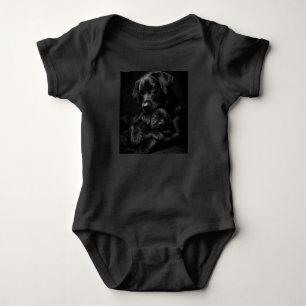 Black Labrador, parent and child, Hug of love Baby Bodysuit