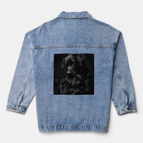 Black Labrador, parent and child, Hug of love Denim Jacket