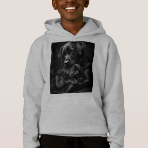 Black Labrador, parent and child, Hug of love Hoodie