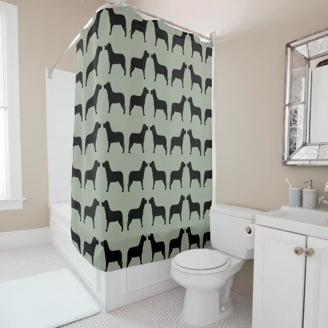Black Labrador Pattern on a Green Background Shower Curtain Zazzle