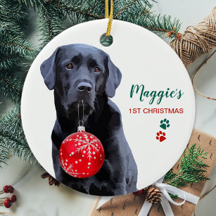 Black Labrador Personalised Cute Dog Christmas Ceramic Ornament