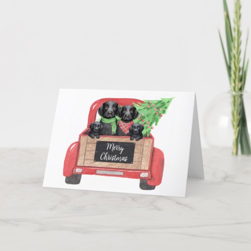 Black Labrador Personalized Dog Christmas Truck Holiday Card