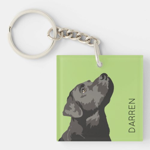 Black Labrador Personalized Key Ring Chain