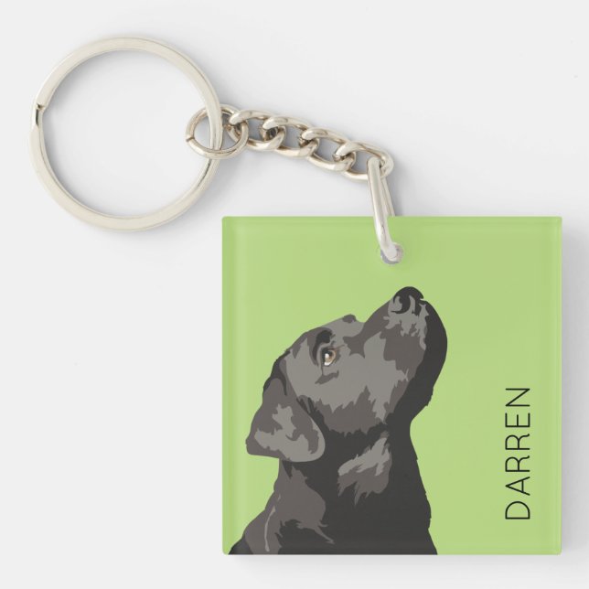 Black Labrador Personalized Key Ring Chain (Front)